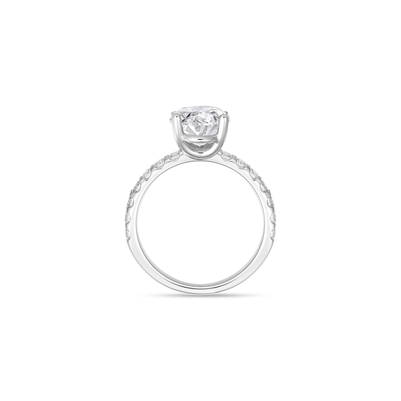 Mayors Platinum 1.48cttw Oval Solitaire with Diamond Set shoulders Engagement Ring