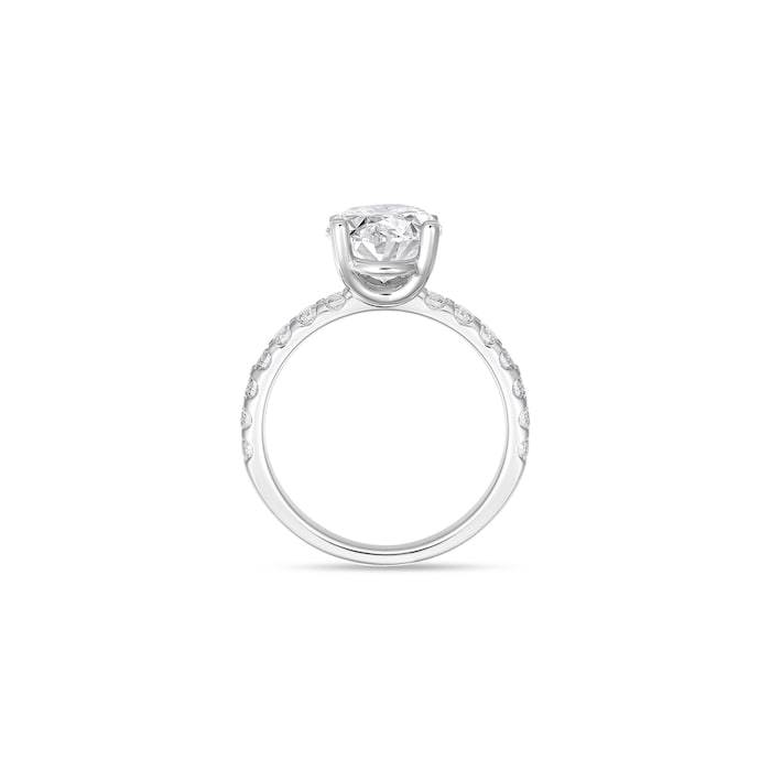 Mayors Platinum 1.51cttw Oval Solitaire with Diamond Set shoulders Engagement Ring