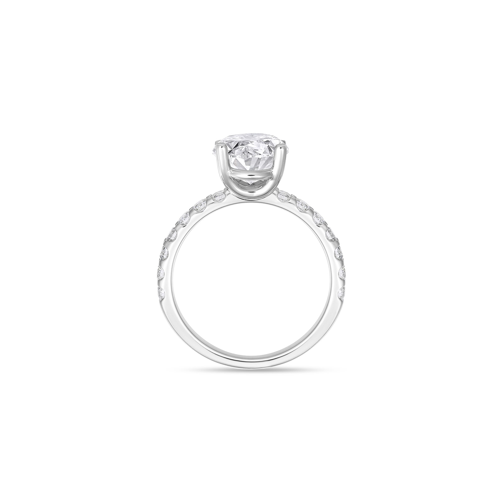 Mayors Platinum 1.51cttw Oval Solitaire with Diamond Set shoulders Engagement Ring