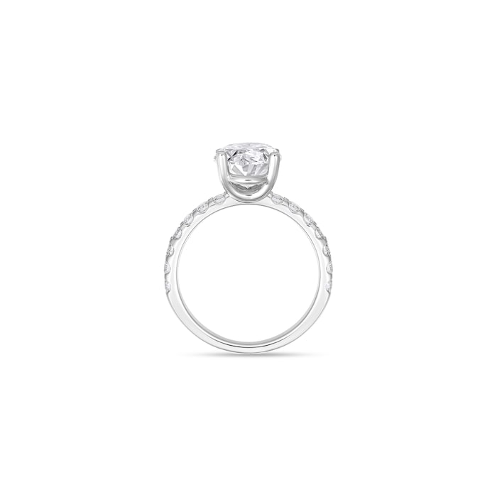 Mayors Platinum 1.51cttw Oval Solitaire with Diamond Set shoulders Engagement Ring