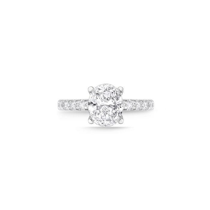 Mayors Platinum 1.50cttw Oval Solitaire with Diamond Set shoulders Engagement Ring