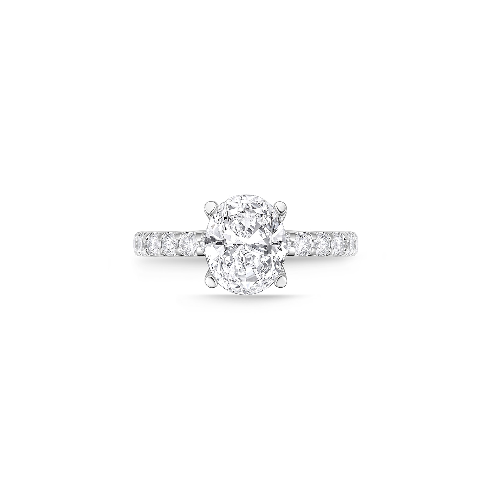 Mayors Platinum 1.50cttw Oval Solitaire with Diamond Set shoulders Engagement Ring