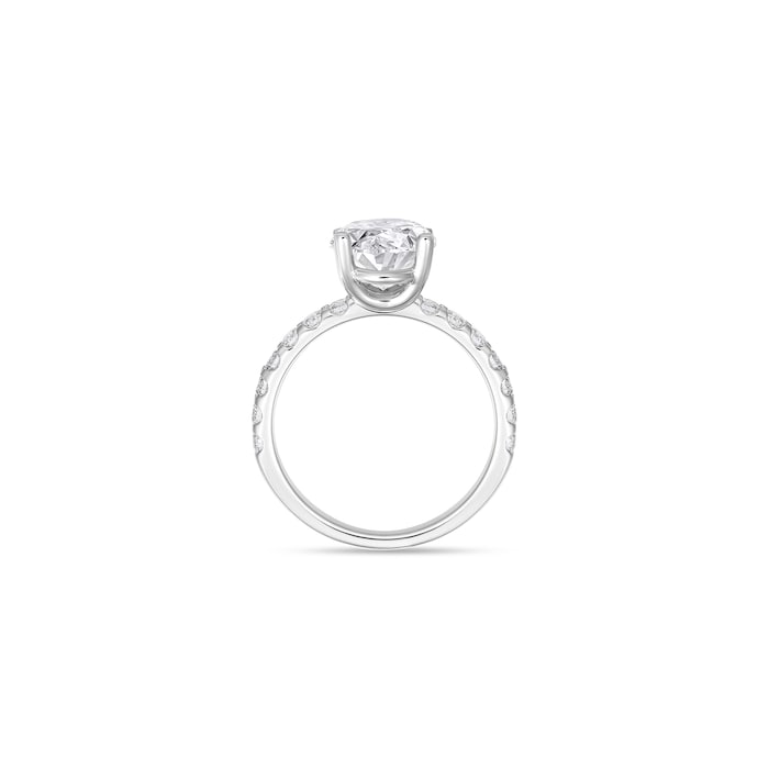 Mayors Platinum 1.50cttw Oval Solitaire with Diamond Set shoulders Engagement Ring