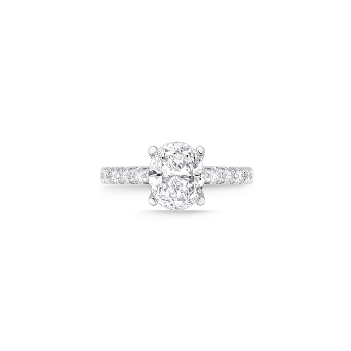 Mayors Platinum 1.50cttw Oval Solitaire with Diamond Set shoulders Engagement Ring