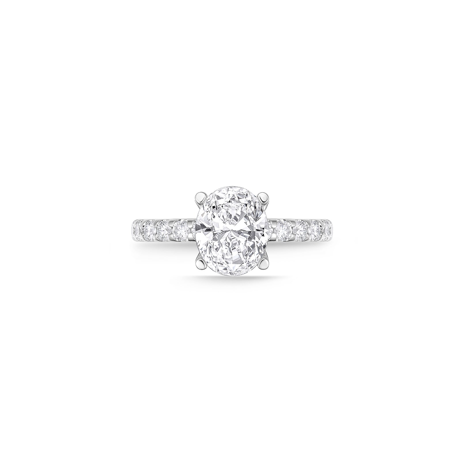 Mayors Platinum 1.50cttw Oval Solitaire with Diamond Set shoulders Engagement Ring