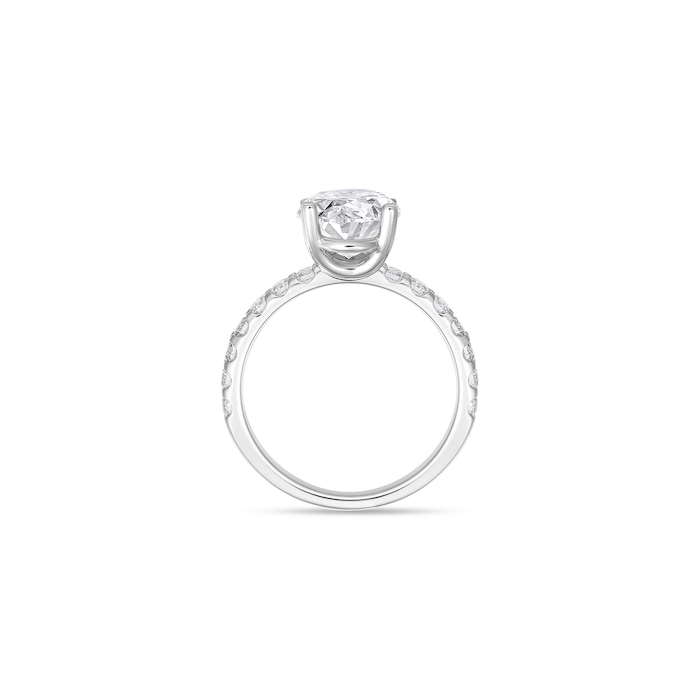 Mayors Platinum 1.50cttw Oval Solitaire with Diamond Set shoulders Engagement Ring