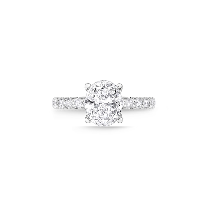Mayors Platinum 1.54cttw Oval Diamond Solitaire with Diamond Set shoulders Engagement Ring