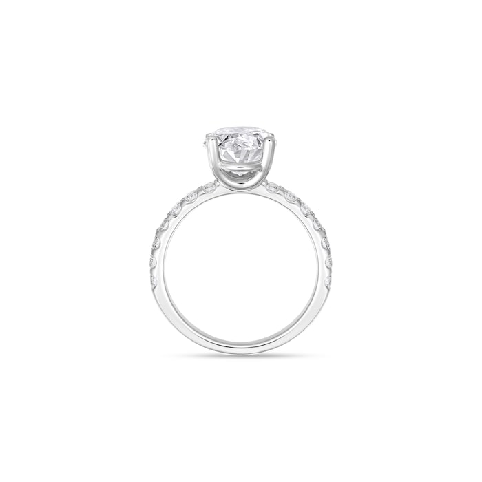 Mayors Platinum 1.54cttw Oval Diamond Solitaire with Diamond Set shoulders Engagement Ring