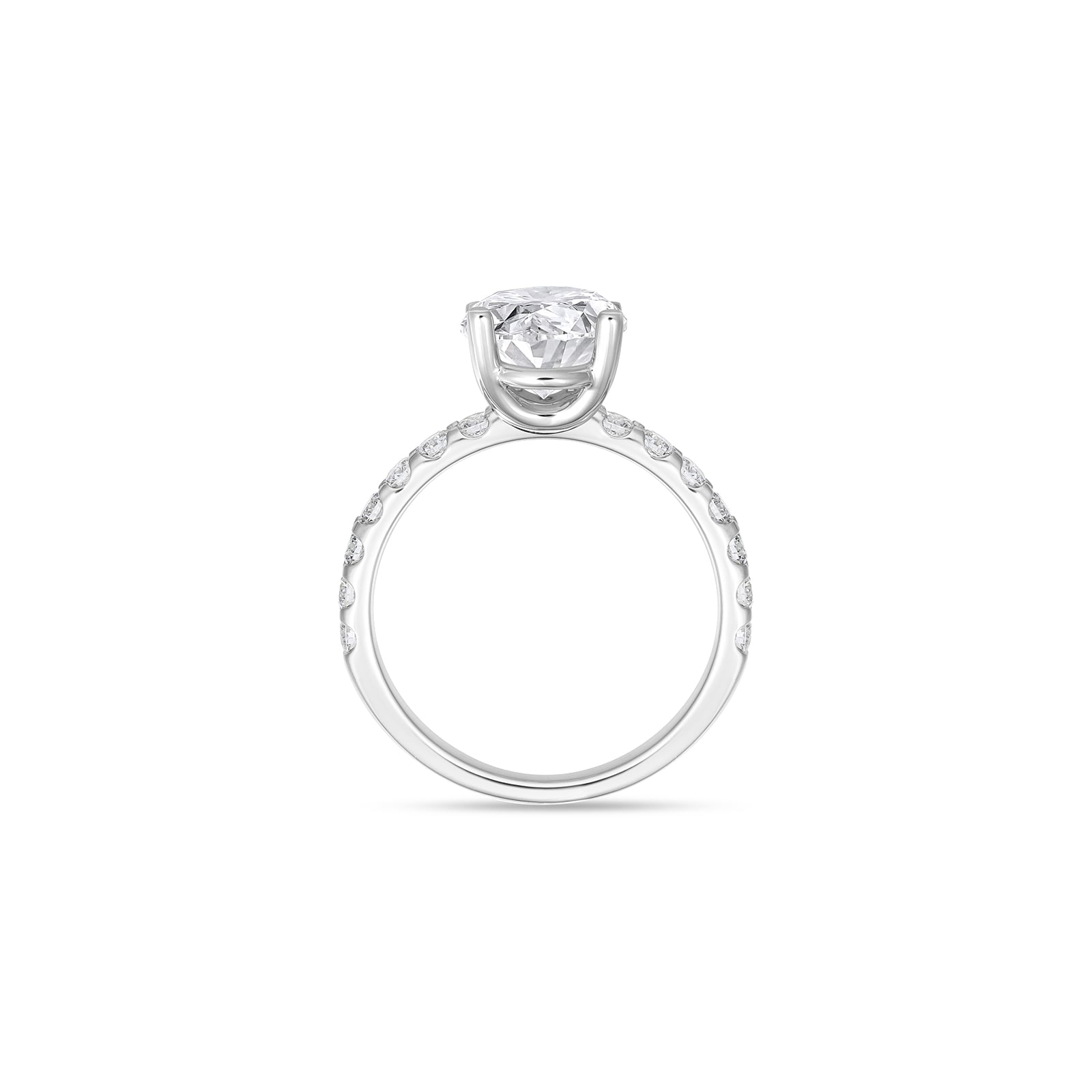 Mayors Platinum 1.54cttw Oval Diamond Solitaire with Diamond Set shoulders Engagement Ring