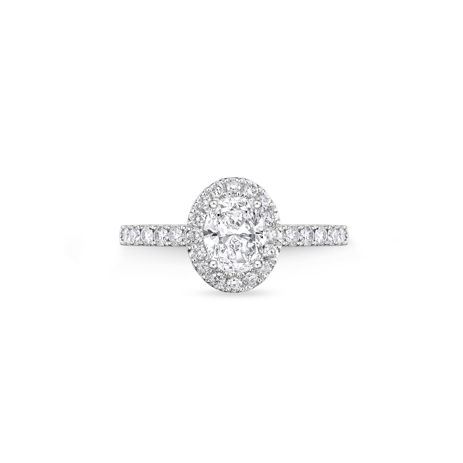 Mayors Platinum 2.15cttw Oval Diamond Single Halo Set Shoulders Engagement Ring