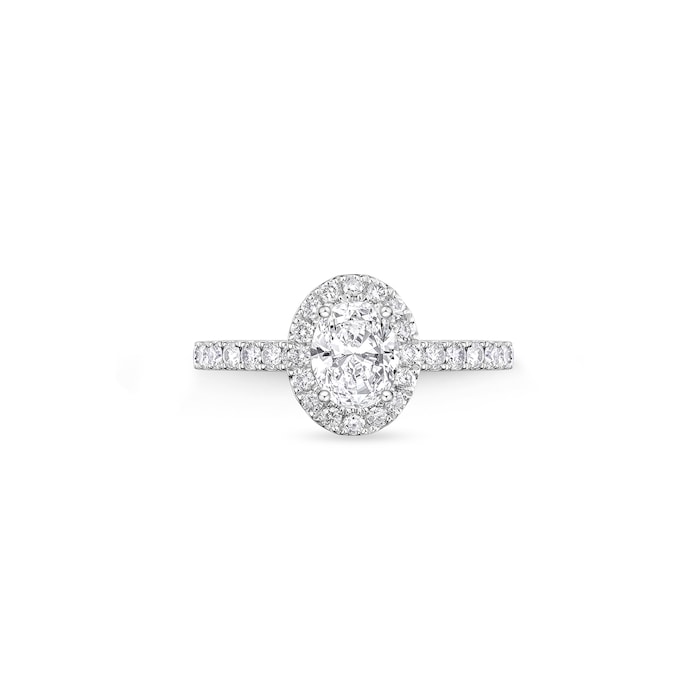 Mayors Platinum 2.15cttw Oval Diamond Single Halo Set Shoulders Engagement Ring