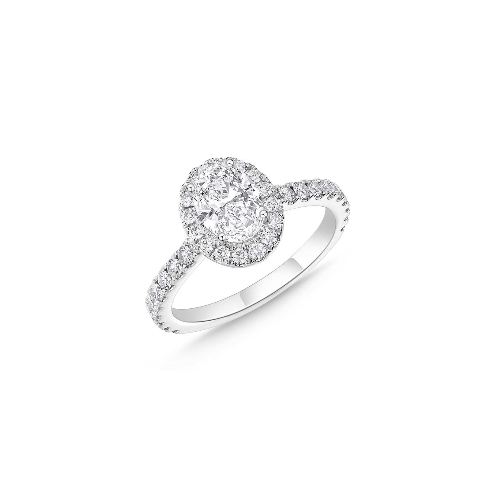 Mayors Platinum 2.15cttw Oval Diamond Single Halo Set Shoulders Engagement Ring