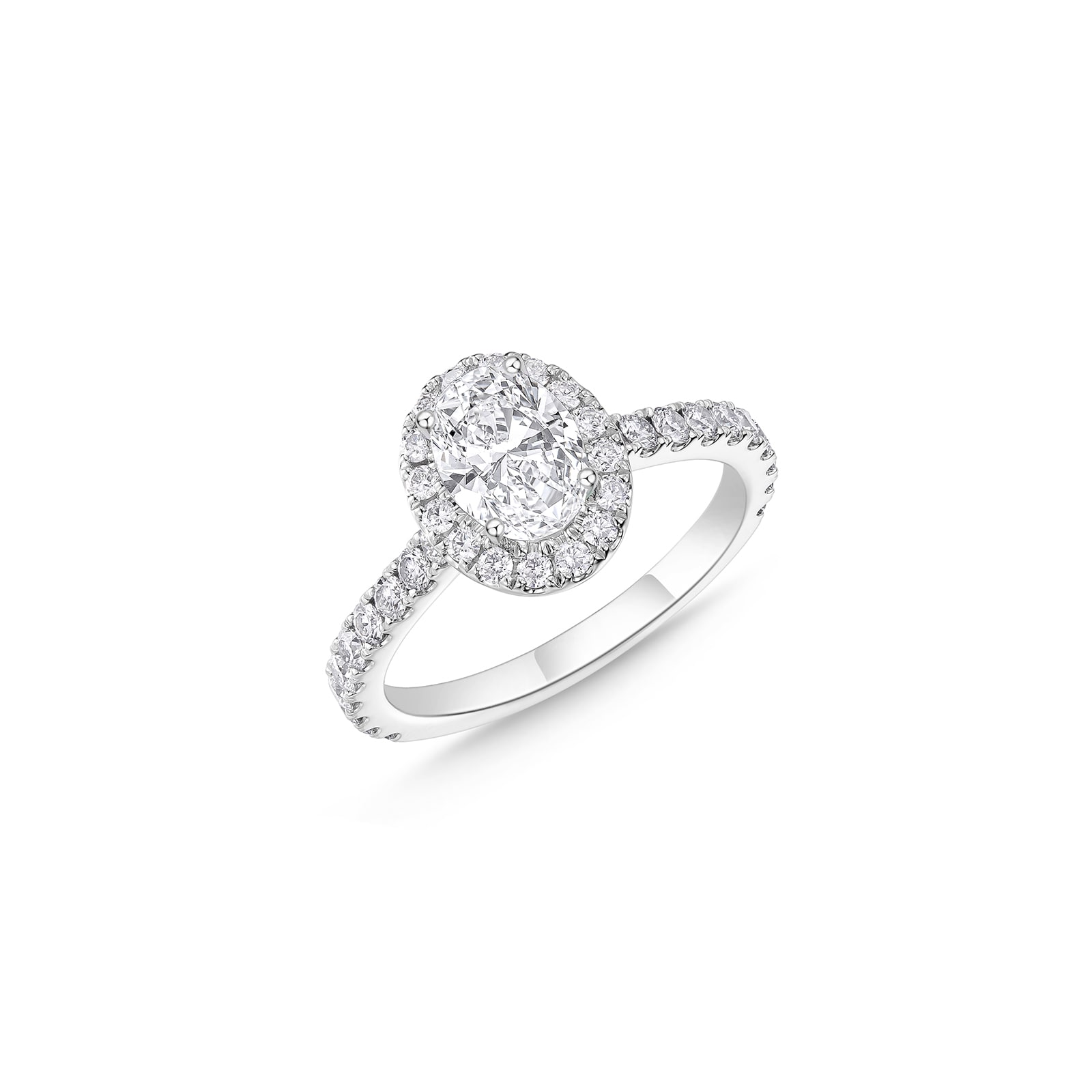 Mayors Platinum 2.14cttw Oval Diamond Single Halo Set Shoulders Engagement Ring