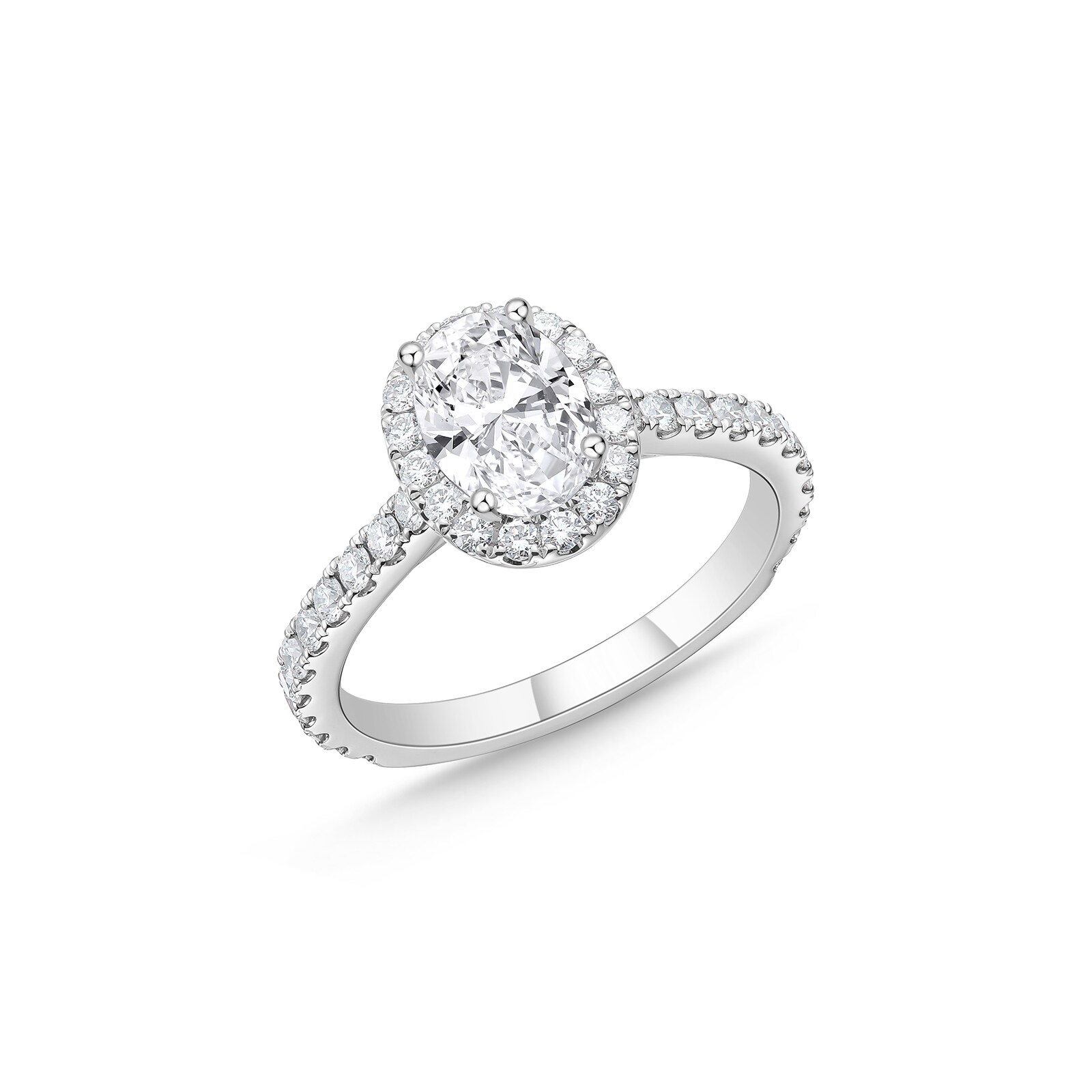 Mayors Platinum 2.19cttw Oval Diamond Single Halo Set Shoulders Engagement Ring - Ring Size 6