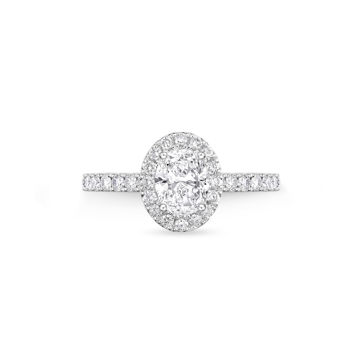 Mayors Platinum 2.19cttw Oval Diamond Single Halo Set Shoulders Engagement Ring