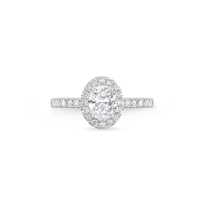 Mayors Platinum 2.17cttw Oval Diamond Single Halo Set Shoulders Engagement Ring