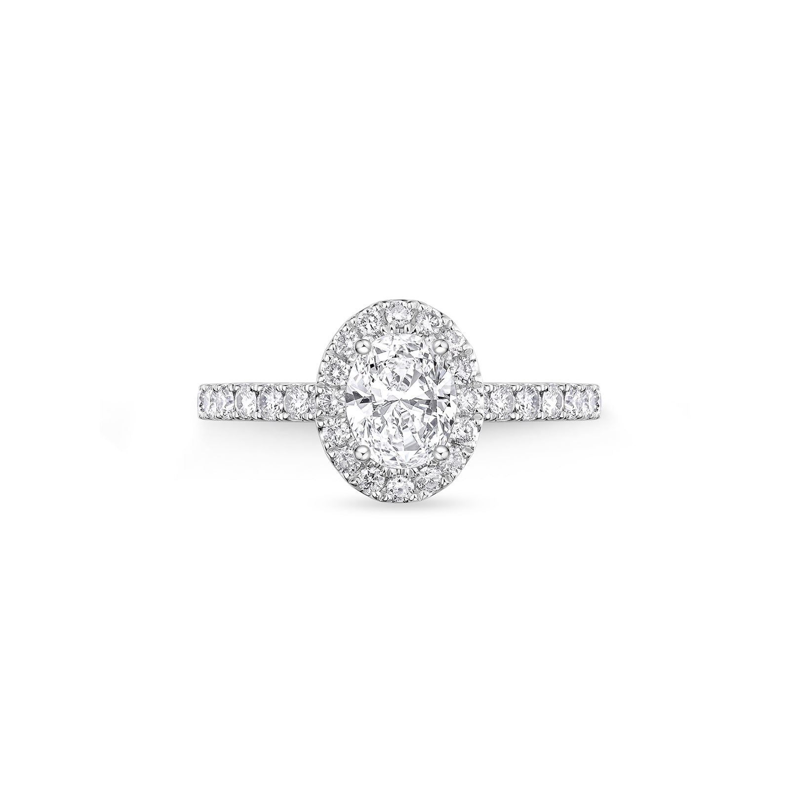 Mayors Platinum 2.17cttw Oval Diamond Single Halo Set Shoulders Engagement Ring