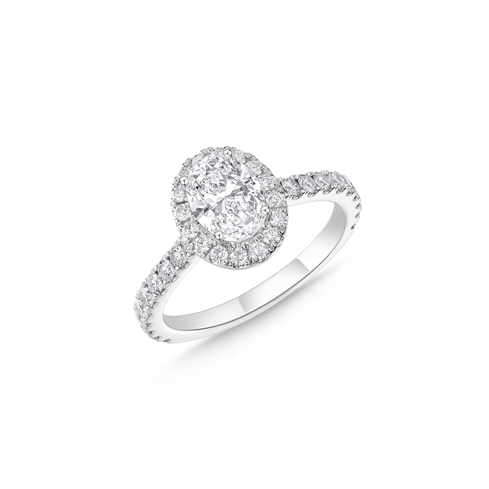 Mayors Platinum 2.17cttw Oval Diamond Single Halo Set Shoulders Engagement Ring