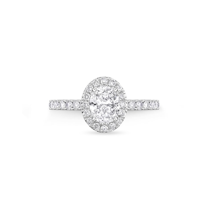 Mayors Platinum 2.19cttw Oval Diamond Single Halo Set Shoulders Engagement Ring