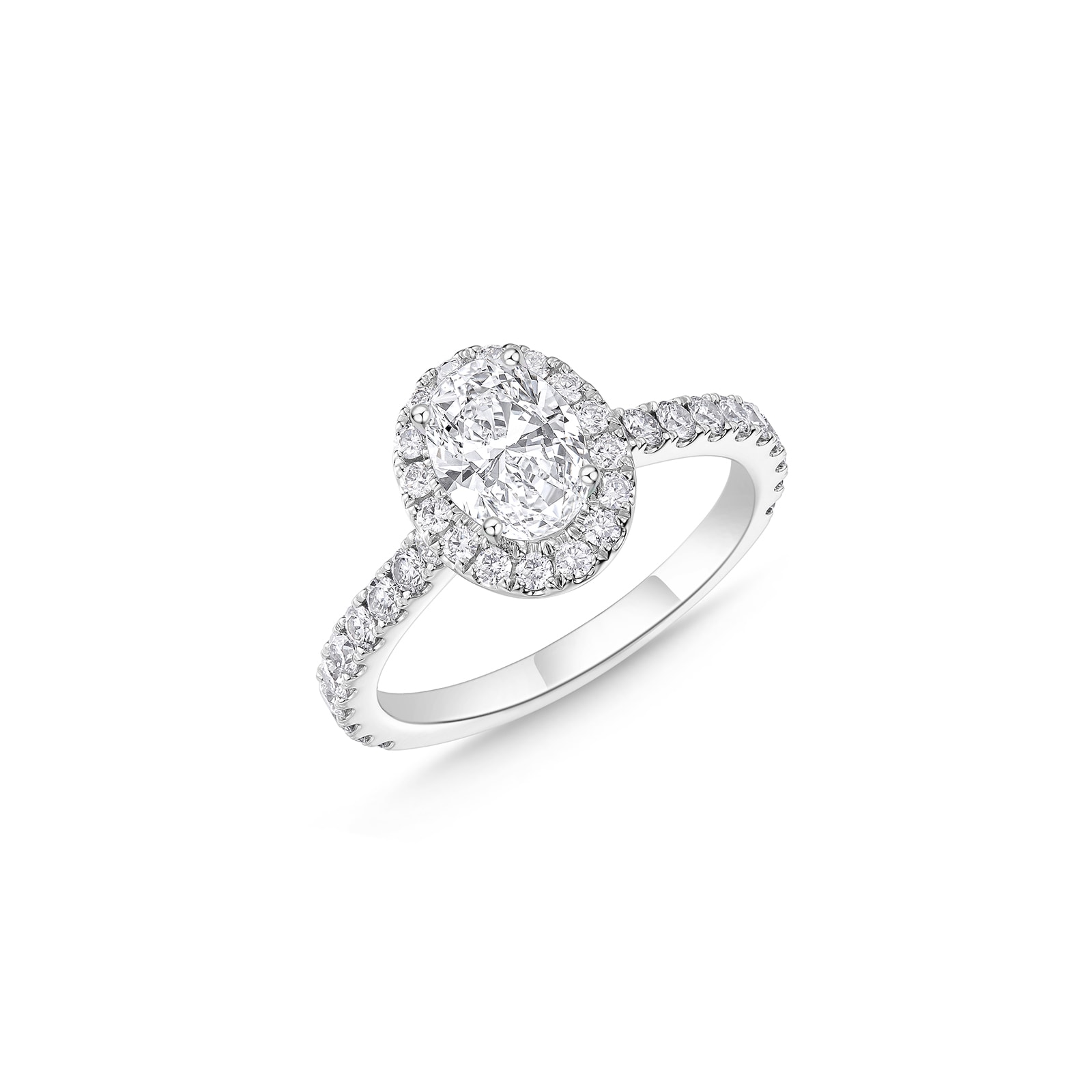 Mayors Platinum 2.19cttw Oval Diamond Single Halo Set Shoulders Engagement Ring