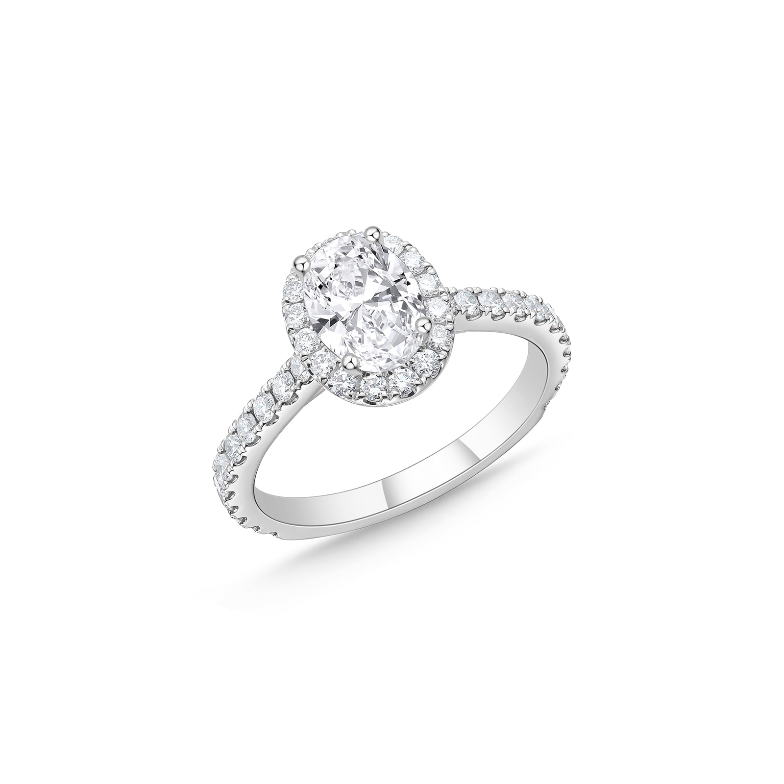 Mayors Platinum 2.19cttw Oval Diamond Single Halo Set Shoulders Engagement Ring