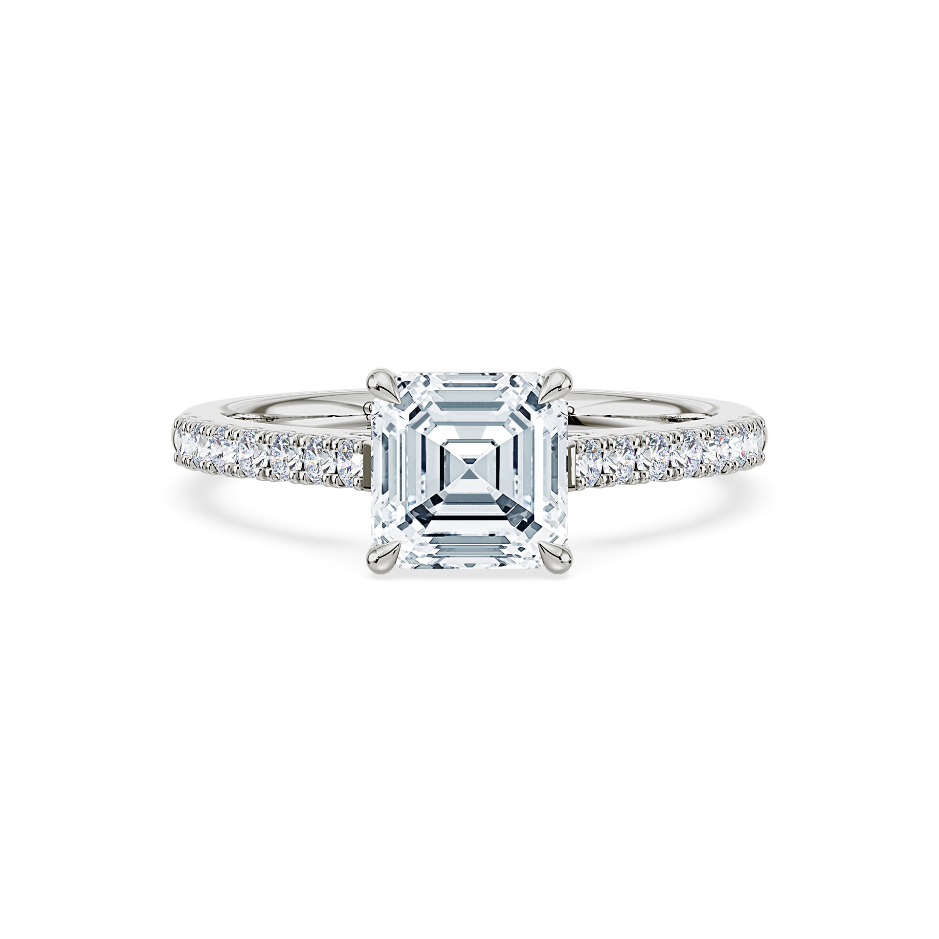 Royal Asscher Platinum Square Cut 1.70cttw Diamond Engagement Ring