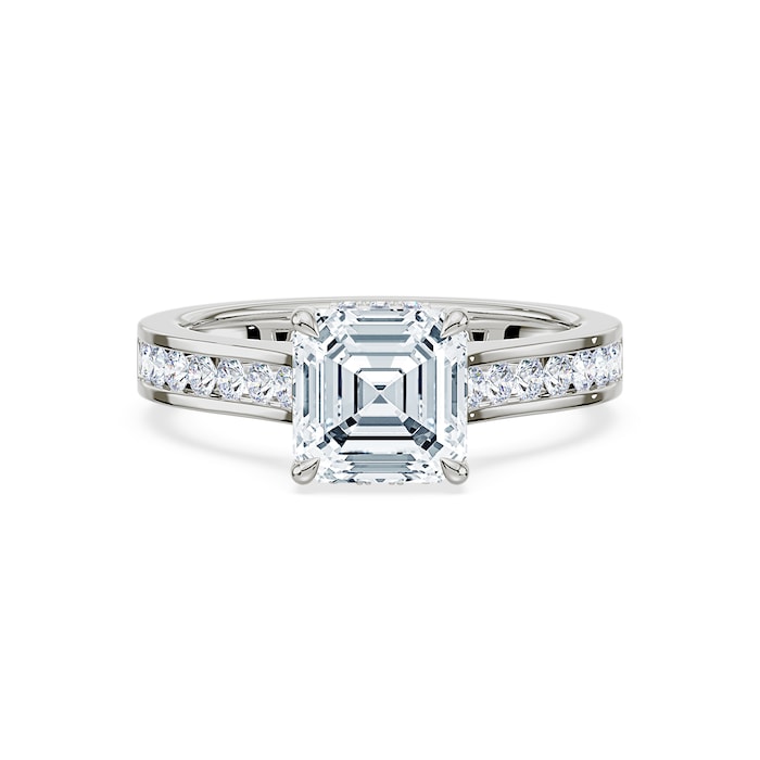 Royal Asscher Platinum Square Cut 2.40cttw Diamond Engagement Ring