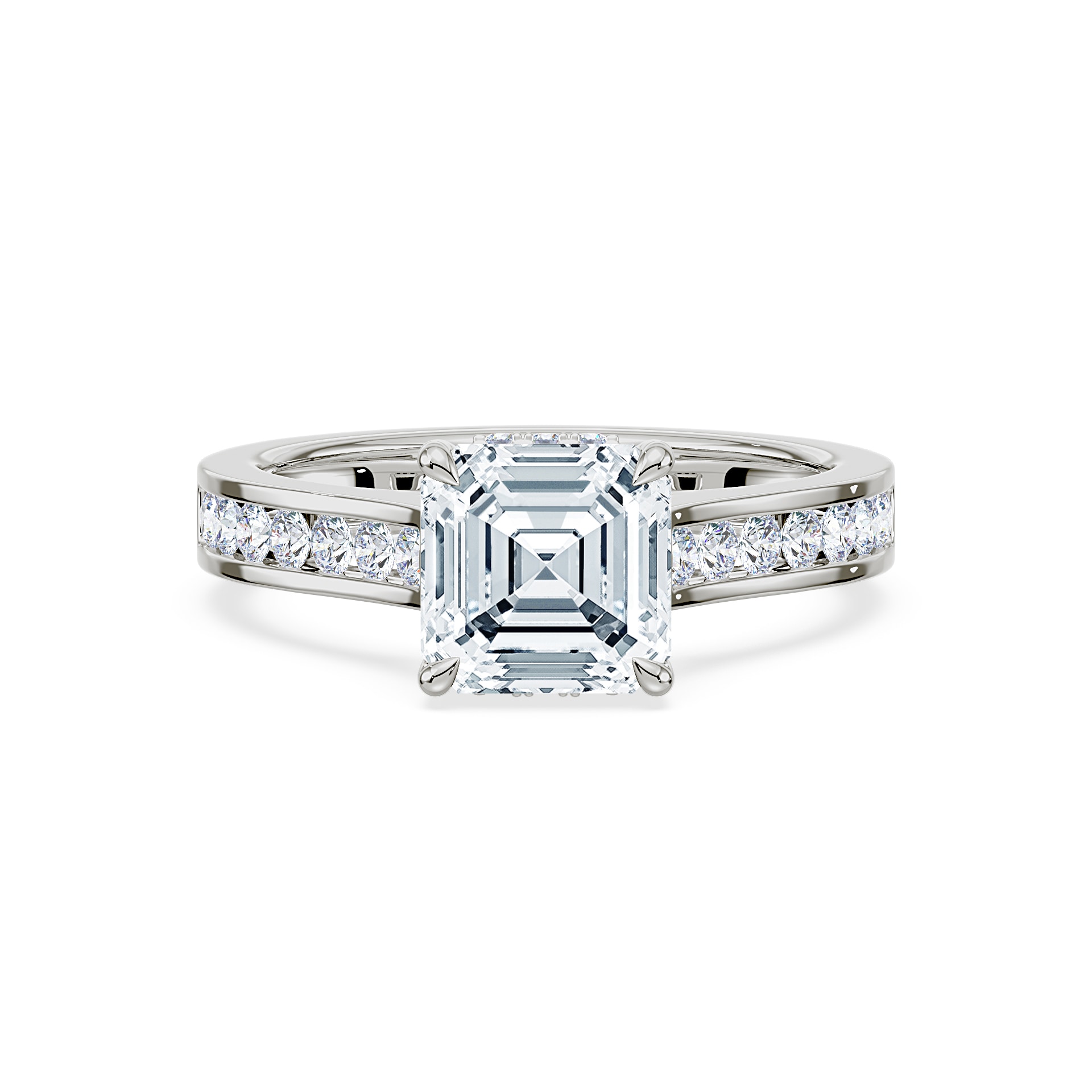 Royal Asscher Platinum Square Cut 2.40cttw Diamond Engagement Ring