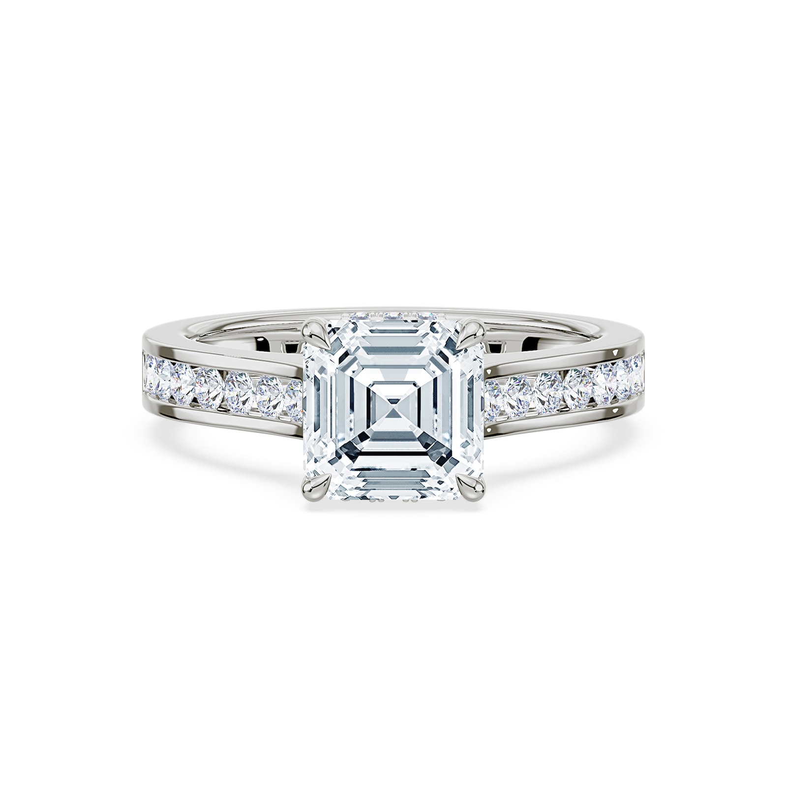 Royal Asscher Platinum Square Cut 2.40cttw Diamond Engagement Ring