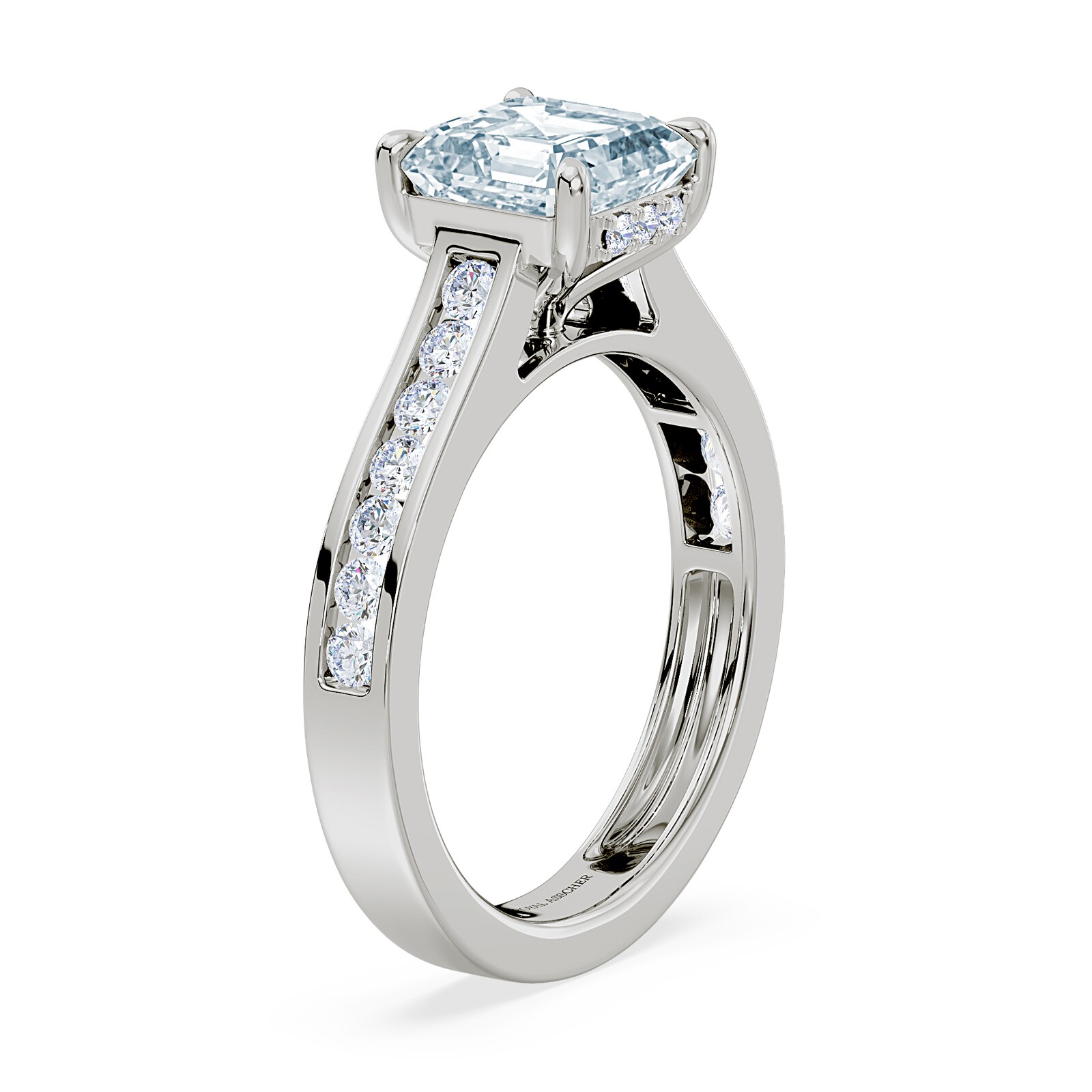 Royal Asscher Platinum Square Cut 2.40cttw Diamond Engagement Ring