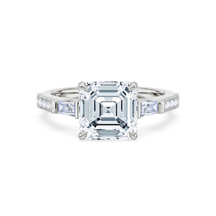 Royal Asscher Platinum Square Cut 3.30cttw Diamond Engagement Ring