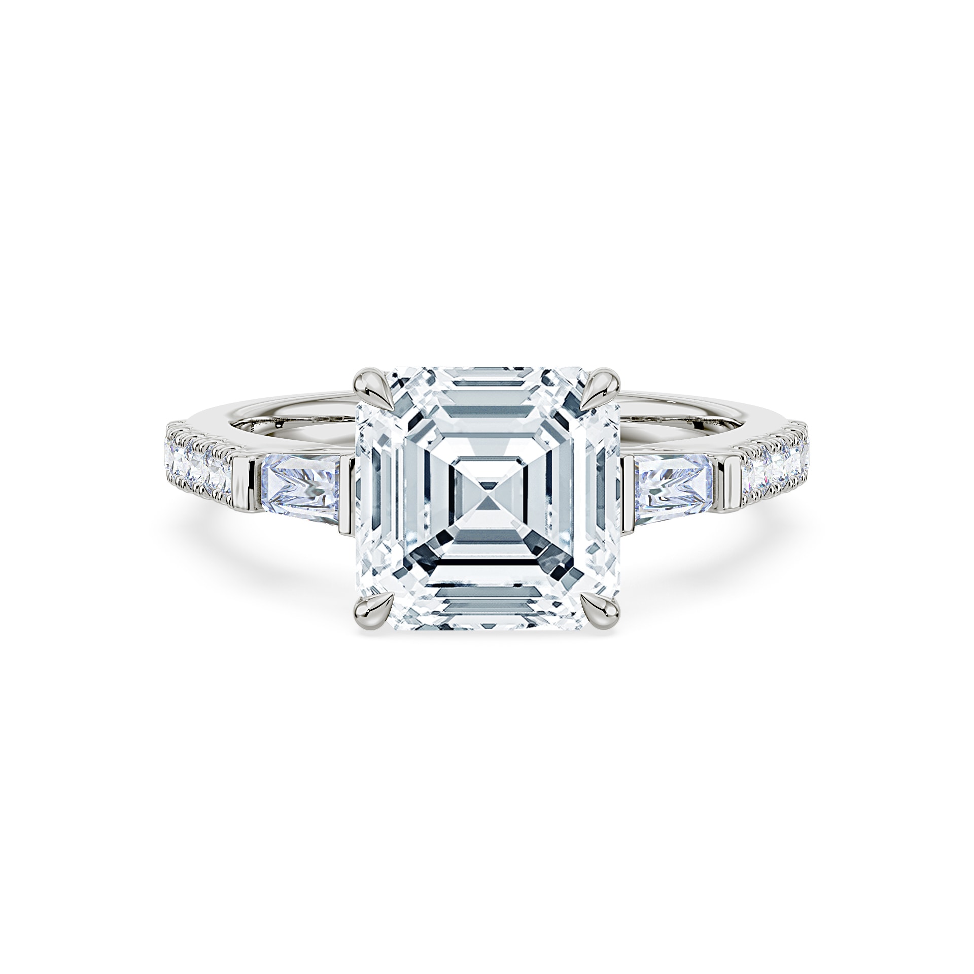 Royal Asscher Platinum Square Cut 3.30cttw Diamond Engagement Ring