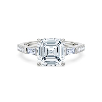Royal Asscher Platinum Square Cut 3.30cttw Diamond Engagement Ring