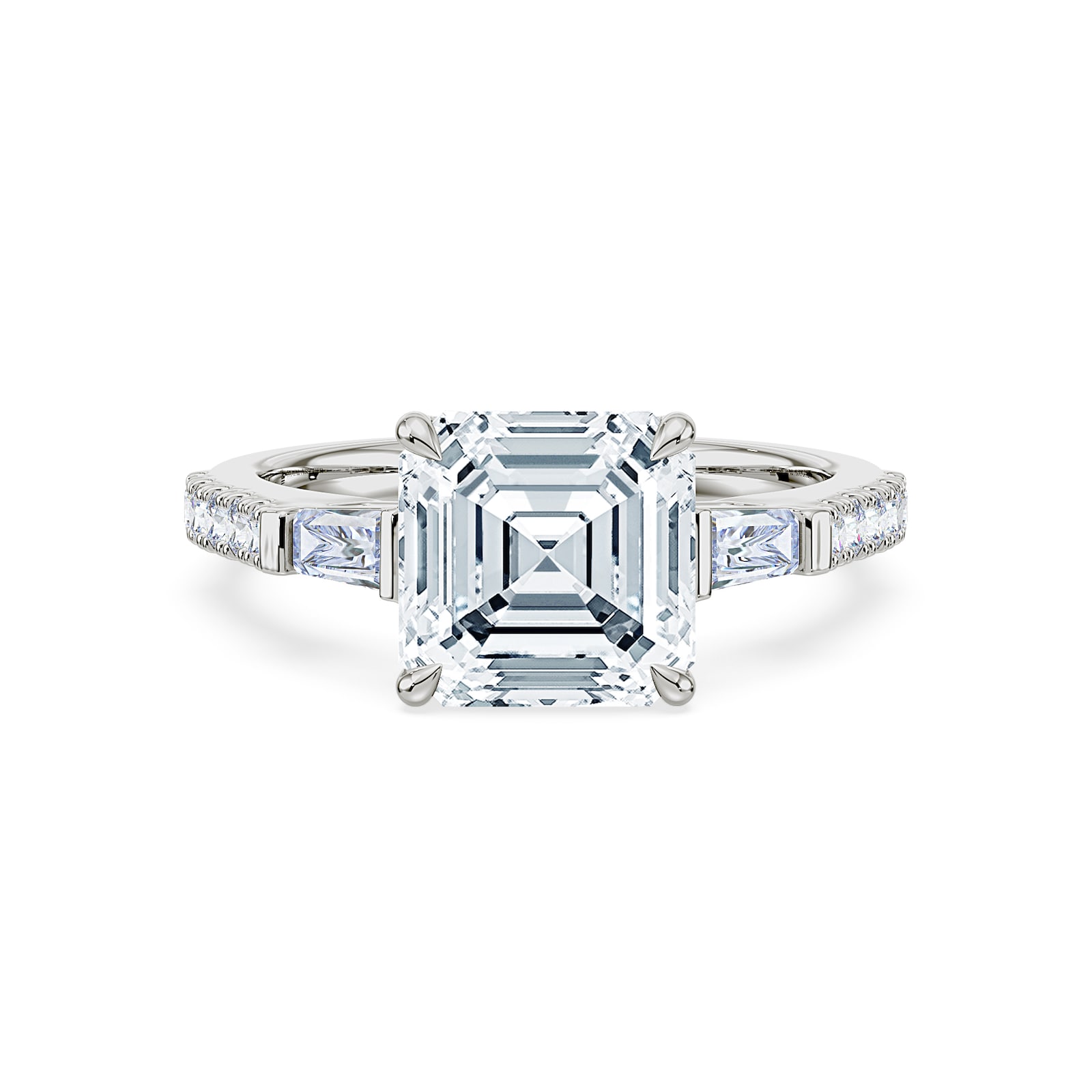 Royal Asscher Platinum Square Cut 3.30cttw Diamond Engagement Ring