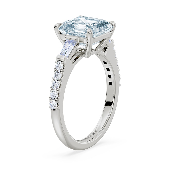 Royal Asscher Platinum Square Cut 3.30cttw Diamond Engagement Ring