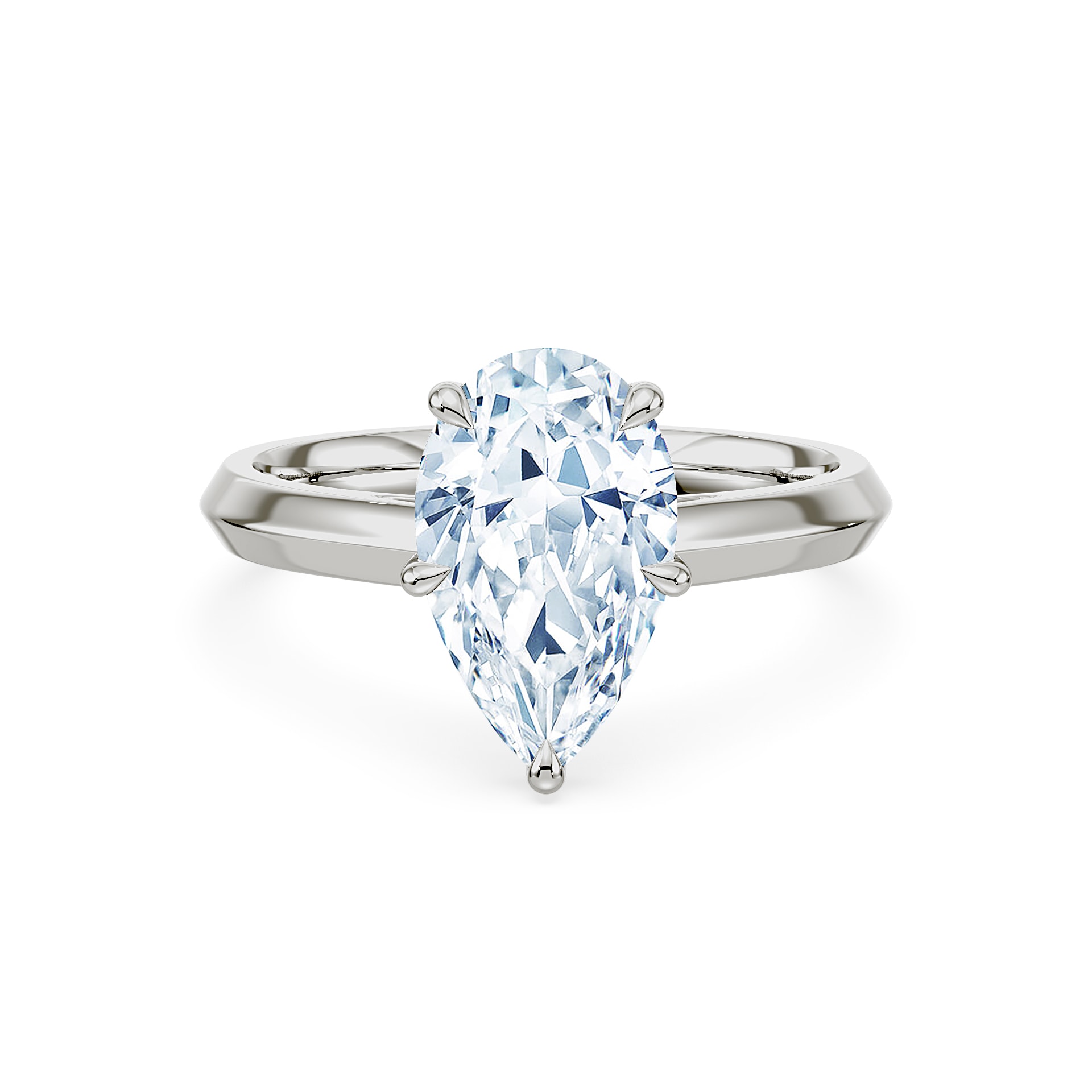 Royal Asscher Platinum Pear Cut 2.50cttw Diamond Solitaire Engagement Ring