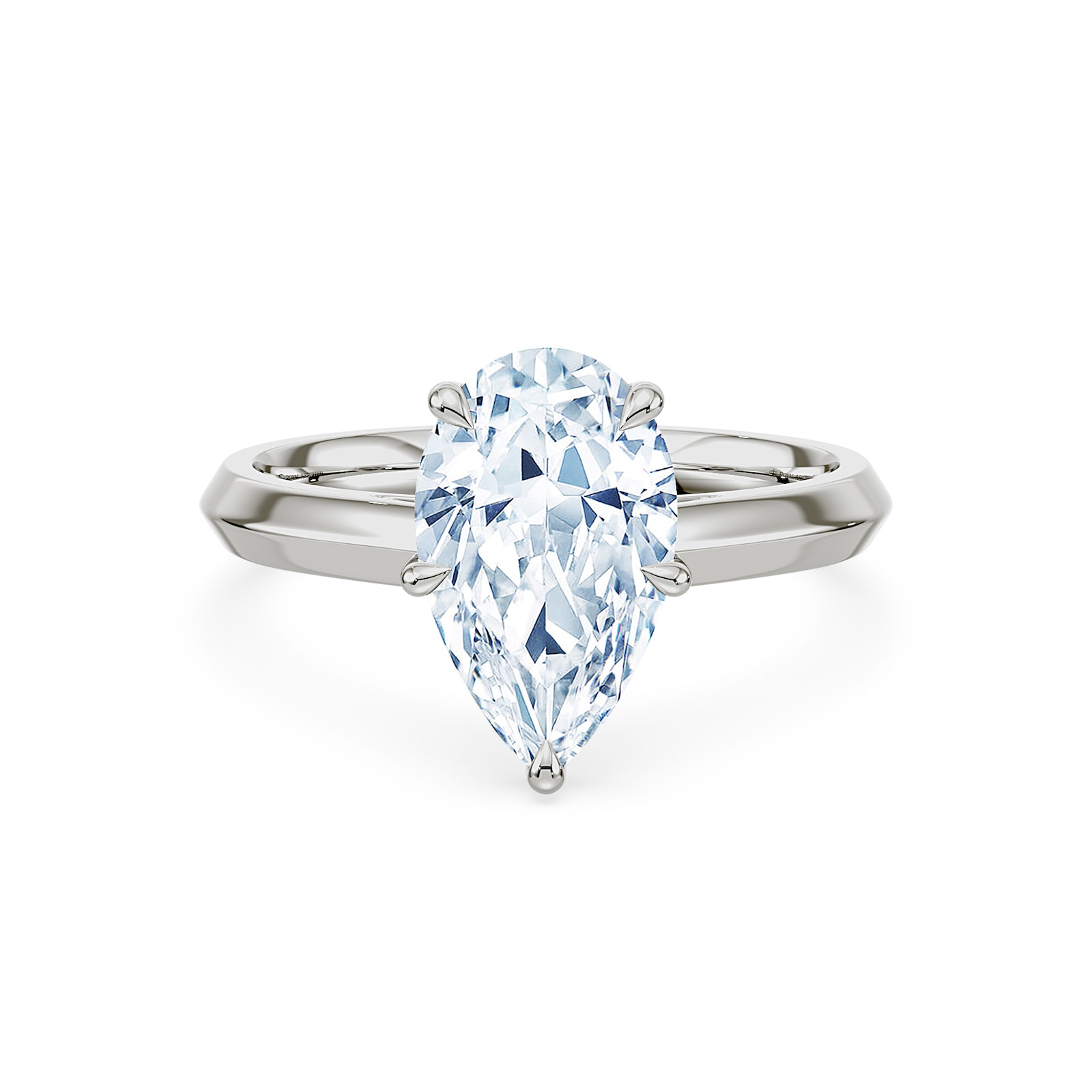 Royal Asscher Platinum Pear Cut 2.50cttw Diamond Solitaire Engagement Ring