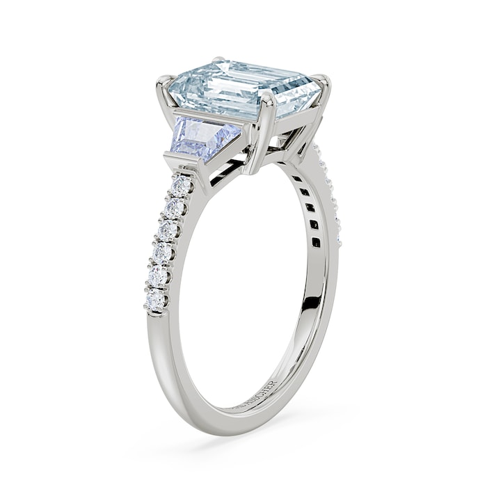 Royal Asscher Platinum Emerald Cut 2.50cttw Diamond Engagement Ring