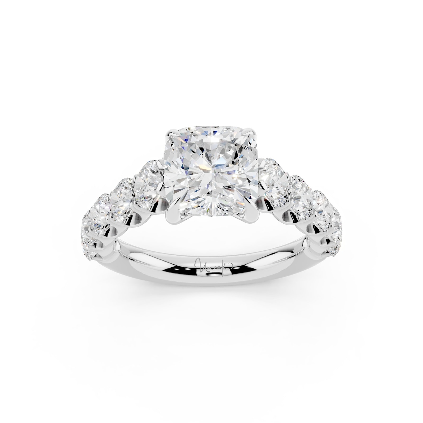 WOS Platinum 2.00cttw Diamond Cushion Cut Engagement Ring