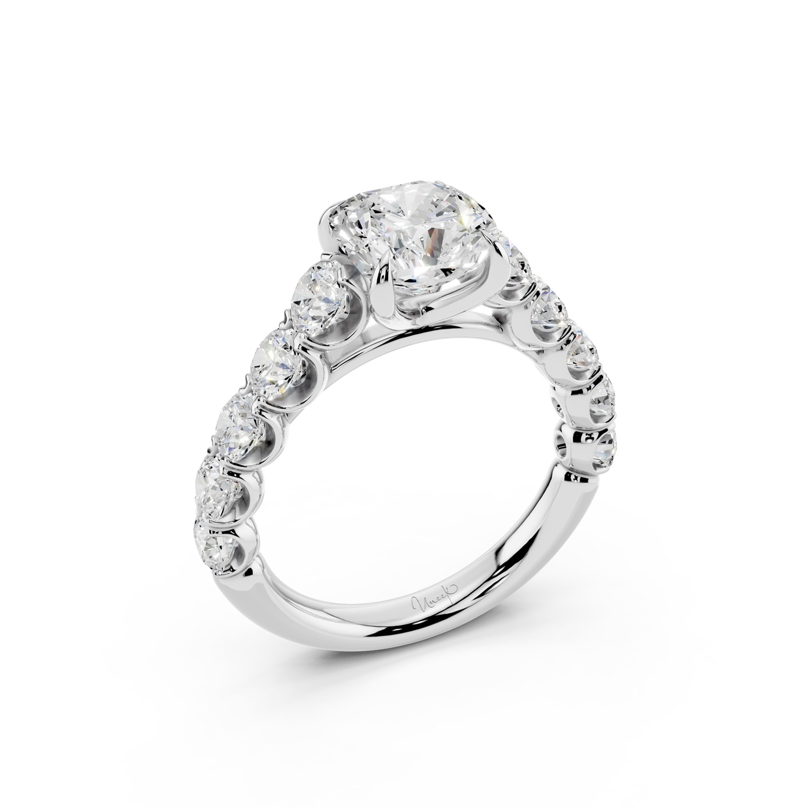 WOS Platinum 2.00cttw Diamond Cushion Cut Engagement Ring