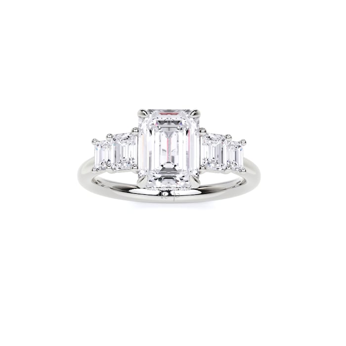 WOS Platinum 2.00cttw Diamond Emerald Cut 5 Stone Engagement Ring