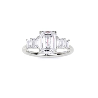 WOS Platinum 2.00cttw Diamond Emerald Cut 5 Stone Engagement Ring