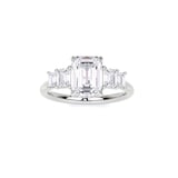 WOS Platinum 2.00cttw Diamond Emerald Cut 5 Stone Engagement Ring