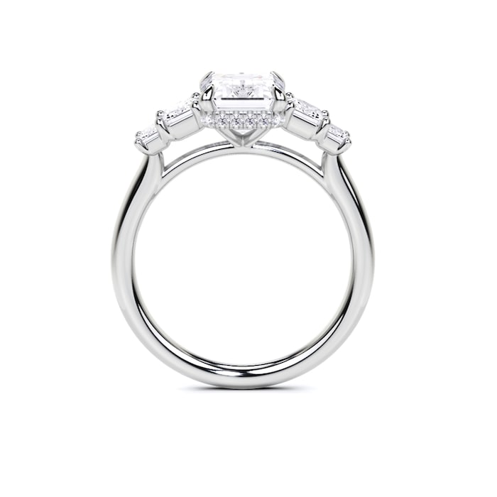 WOS Platinum 2.00cttw Diamond Emerald Cut 5 Stone Engagement Ring