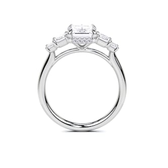 WOS Platinum 2.00cttw Diamond Emerald Cut 5 Stone Engagement Ring