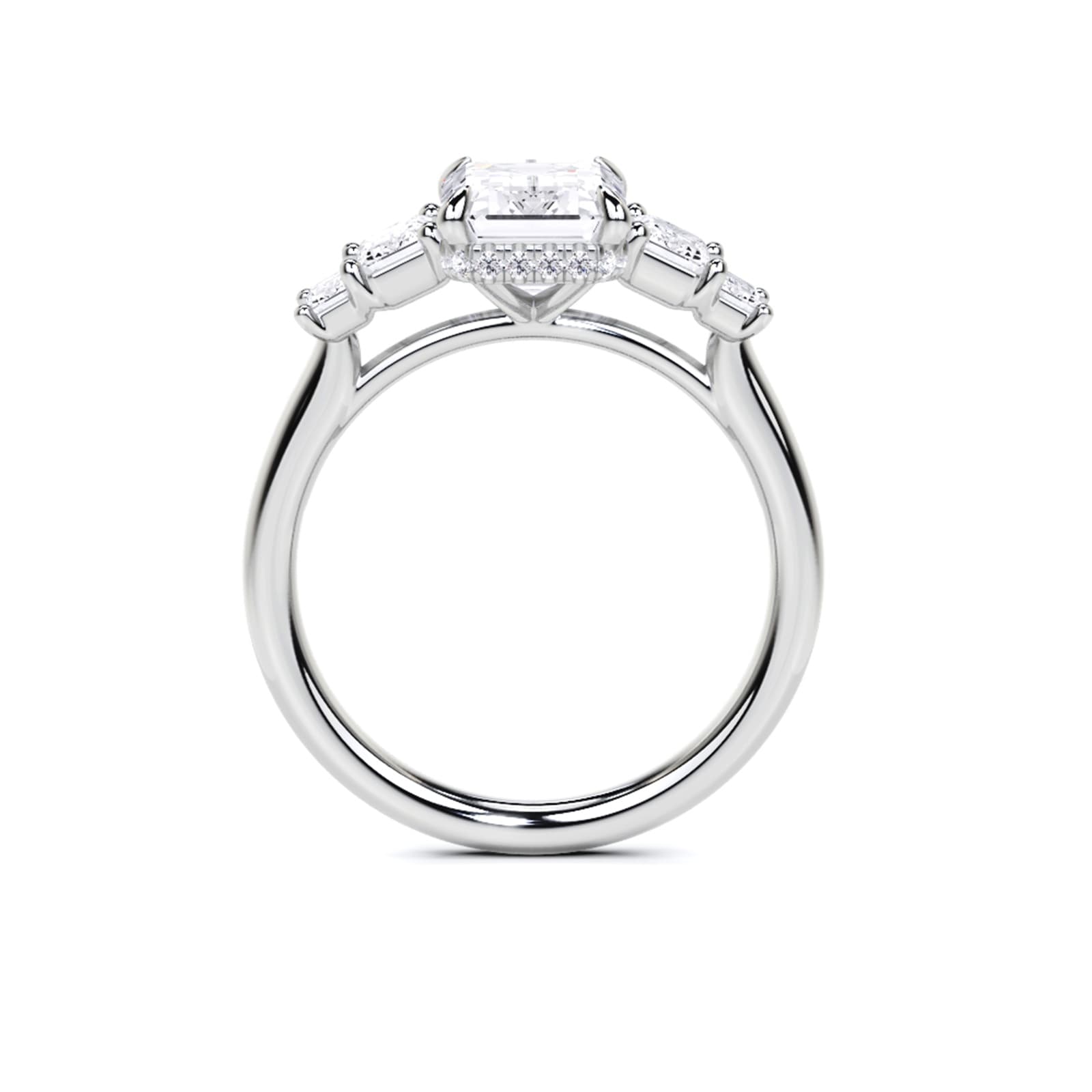 WOS Platinum 2.00cttw Diamond Emerald Cut 5 Stone Engagement Ring