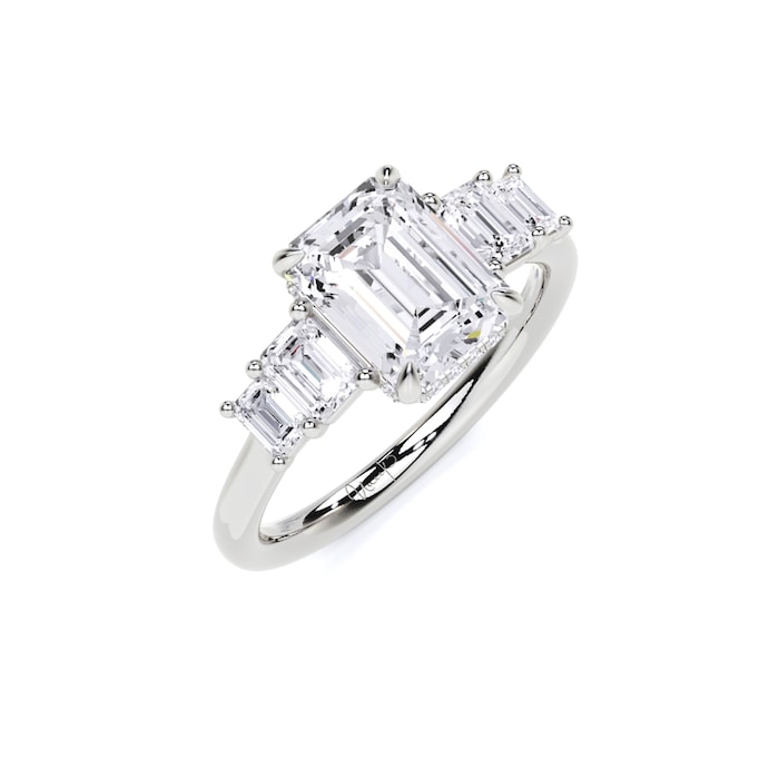 WOS Platinum 2.00cttw Diamond Emerald Cut 5 Stone Engagement Ring