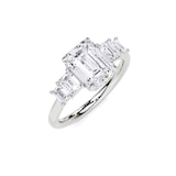 WOS Platinum 2.00cttw Diamond Emerald Cut 5 Stone Engagement Ring