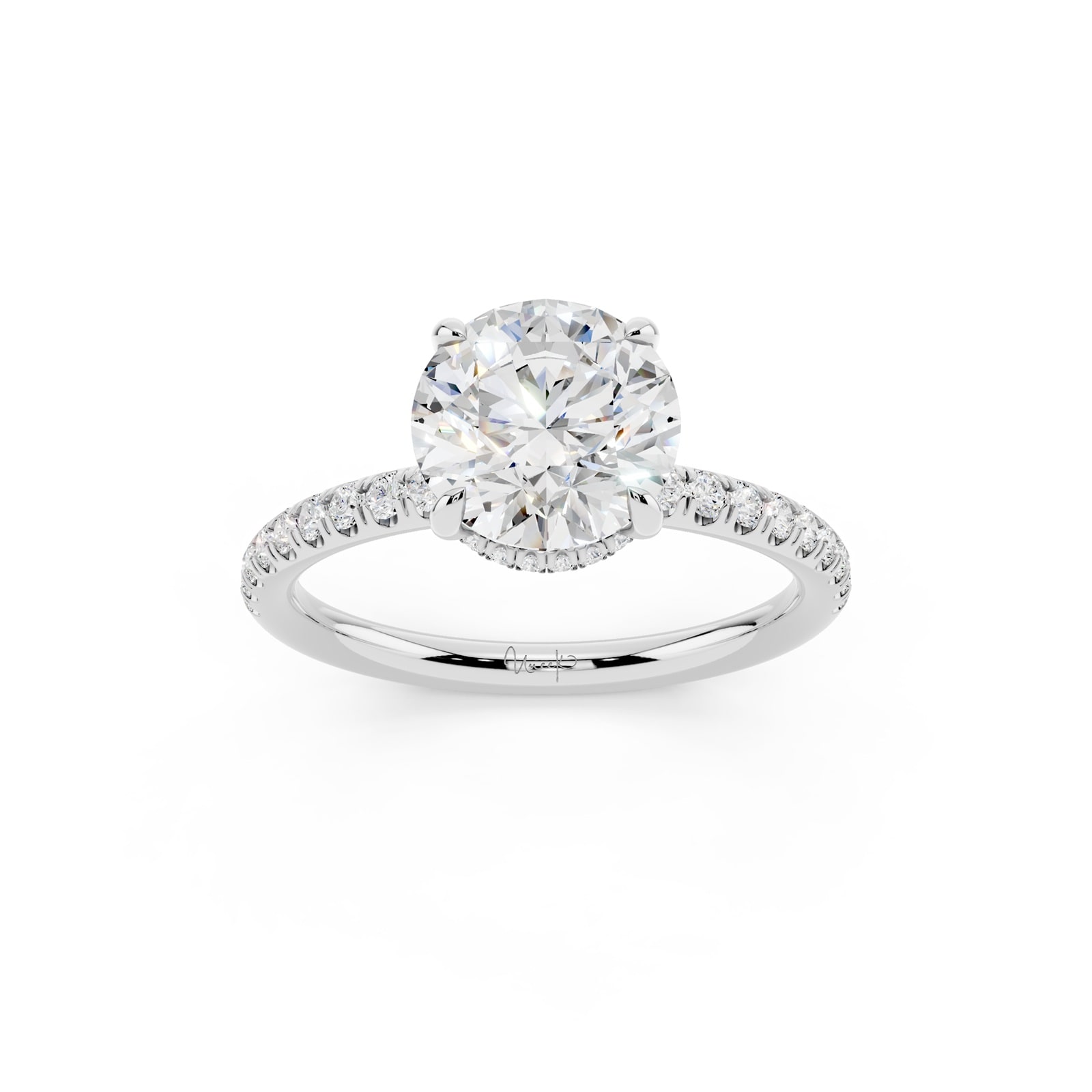 WOS Platinum 1.00cttw Diamond Hidden Halo Engagement Ring