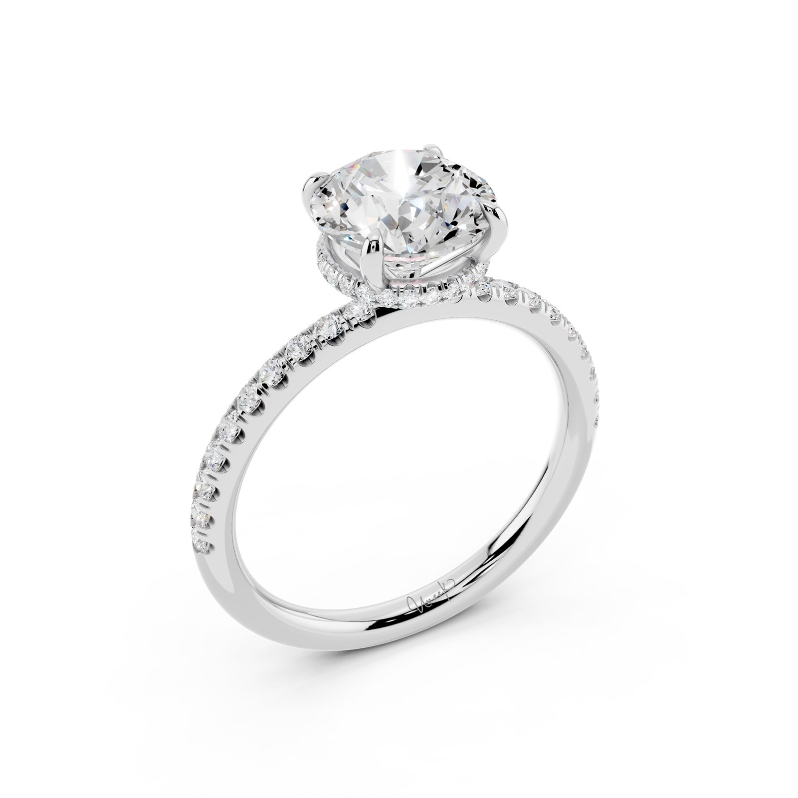 WOS Platinum 1.00cttw Diamond Hidden Halo Engagement Ring